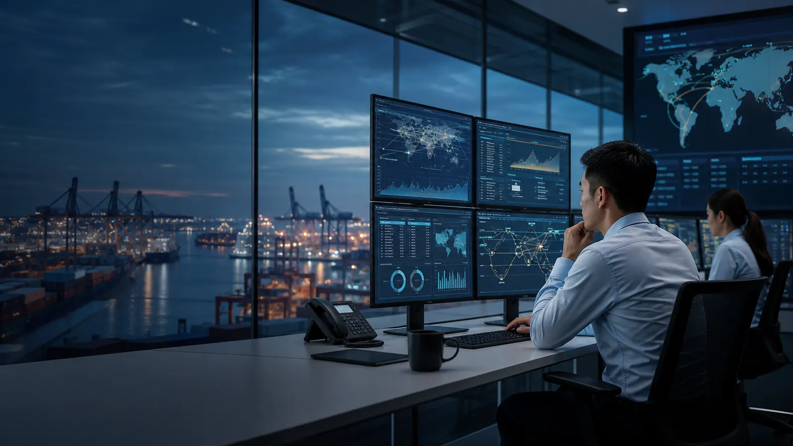 A logistics control centre consolidating multi-route quotations